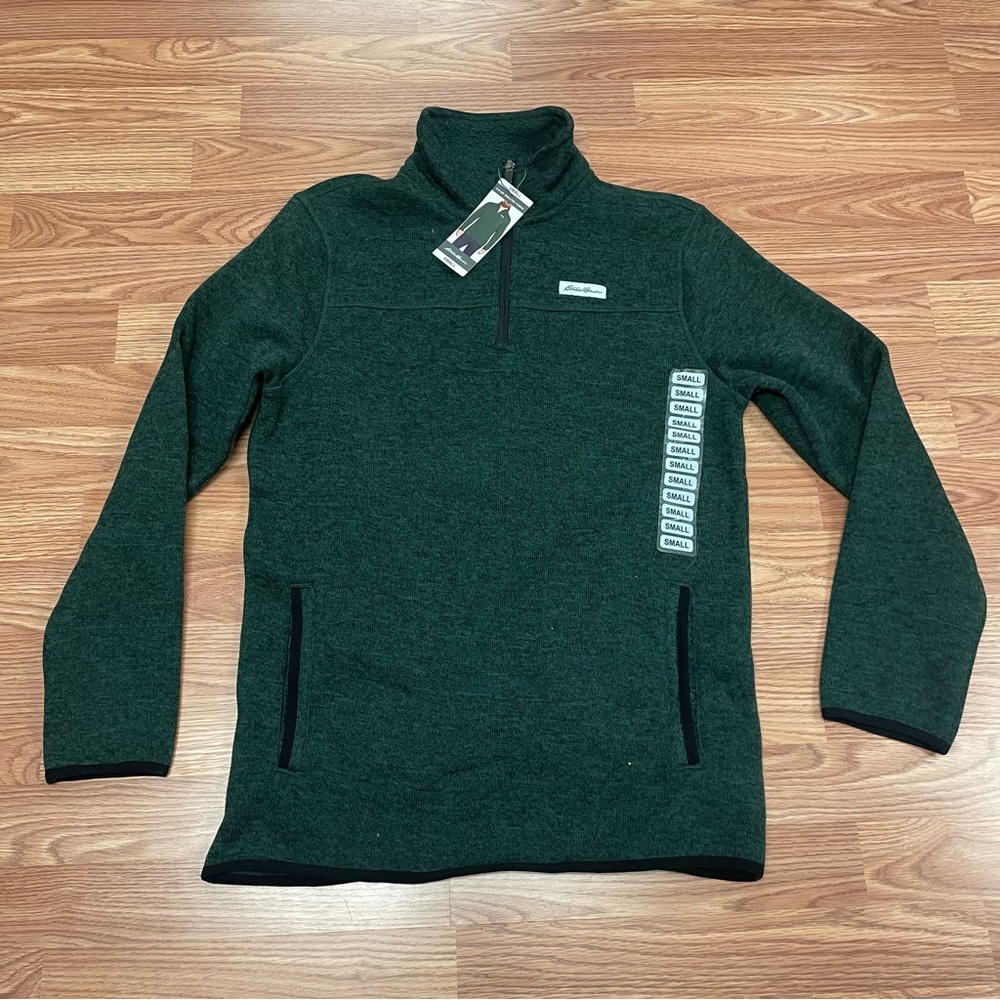 NWT Eddie Bauer Men’s Sweater Fleece Small Green 1/4 Zip LS